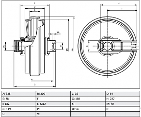 PC30MR/PC35MR2/3(182,5мм от центра)Колесо направляющее (ленивец)